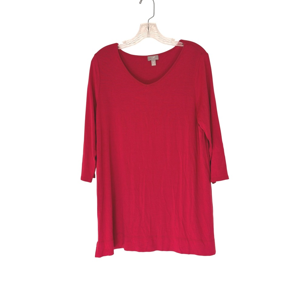 J. Jill Wearever Collection Long Sleeve T-Shirt Women's Red V-Neck Basic‎ Medium